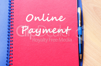 Online payment write on notebook