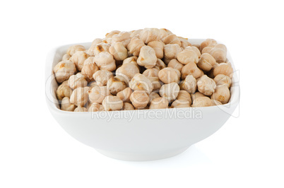 Closeup of a bowl with chickpeas