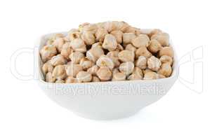 Closeup of a bowl with chickpeas