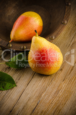 Pears in a Wood Bowl