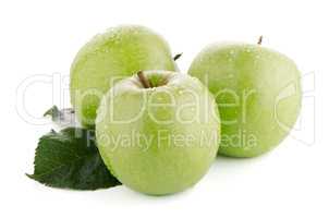 Three fresh green apples