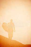 Surfer with board silhouette