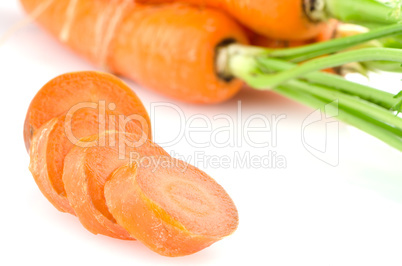 Slice fresh carrots