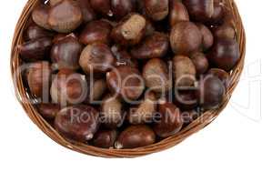 Wicker basket with chestnuts