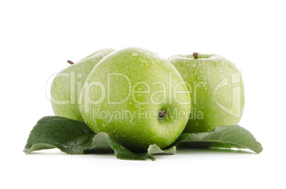 Three fresh green apples