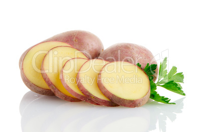 Red sliced potatoes