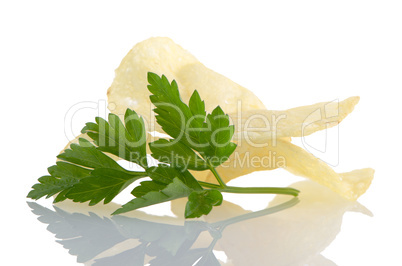 Potato chips and parsley