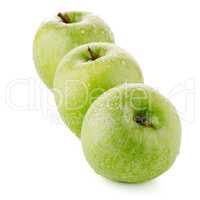 Three fresh green apples