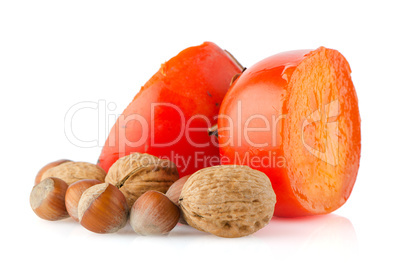 Ripe persimmons and nuts