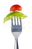 Caprese salad on the fork