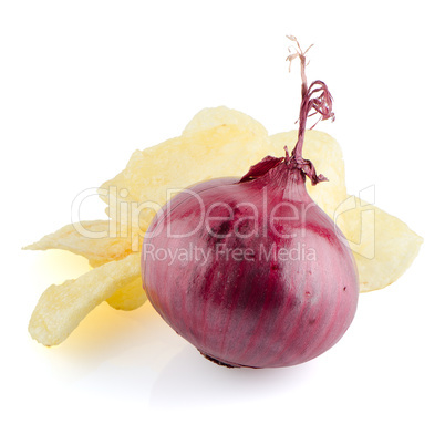 Potato chips and onion