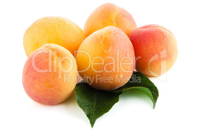 Sweet peaches with leafs