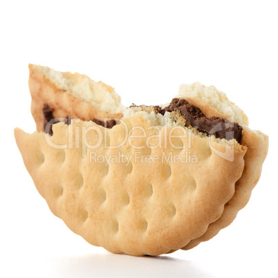 Half sandwich biscuit with chocolate filling