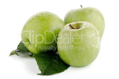 Three fresh green apples