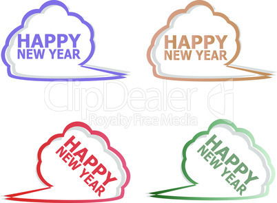 Vector Happy New Year stickers set isolated on white