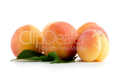 Sweet peaches with leafs