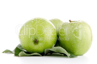 Three fresh green apples