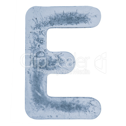 Letter E in ice