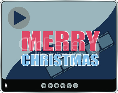 Flat design vector button. merry christmas words on media player