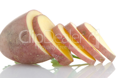 Red sliced potatoes