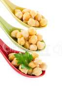 chickpeas over spoons