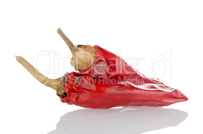 Two red hot chili pepper