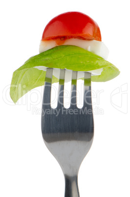 Caprese salad on the fork