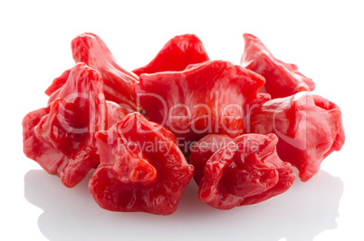 Red peppers closeup