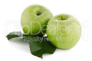 Two fresh green apples