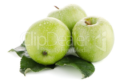 Three fresh green apples