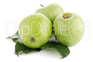 Three fresh green apples