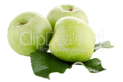 Three fresh green apples