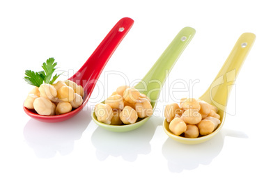 chickpeas over spoons