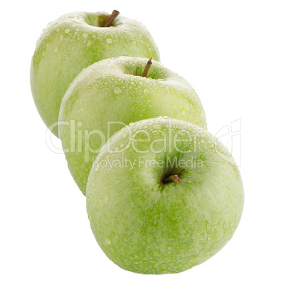 Three fresh green apples