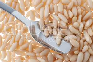 Pine nuts and spoon