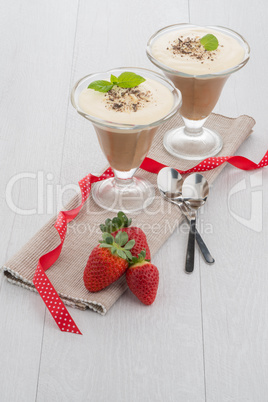 Chocolate mousse and strawberries