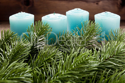 Decorative blue Christmas candle