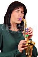 girl play saxophone