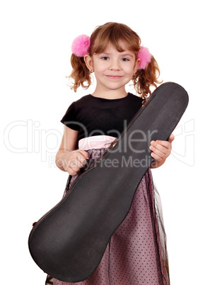 little girl holding violin case