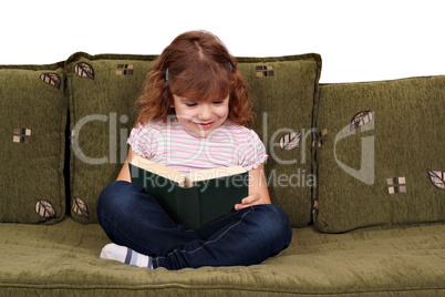 little girl reading book