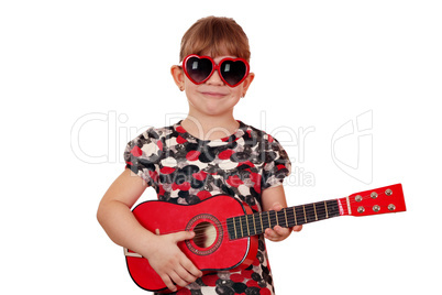 little girl with guitar and sunglasses