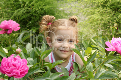 beautiful little girl in garden