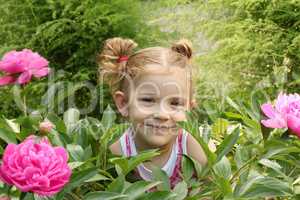 beautiful little girl in garden