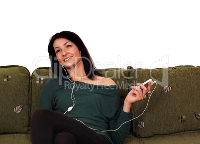 girl listening music on phone