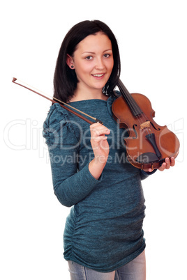 teenage girl posing with violin