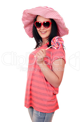 teenage girl with lollipop