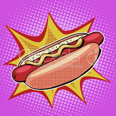 Hot dog fast food vector pop art style