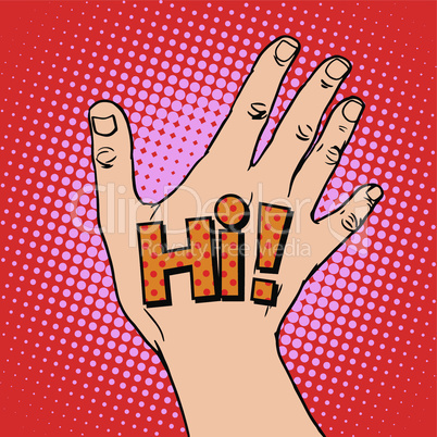 Human hand greeting hi