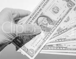 Black and white Dollar notes