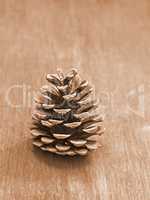 Pine cone on a wooden table